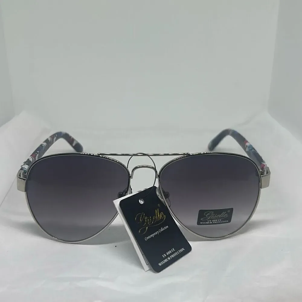 Giselle Contemporary Collection Aviator Sunglasses – UV400 Protection, Floral Ar